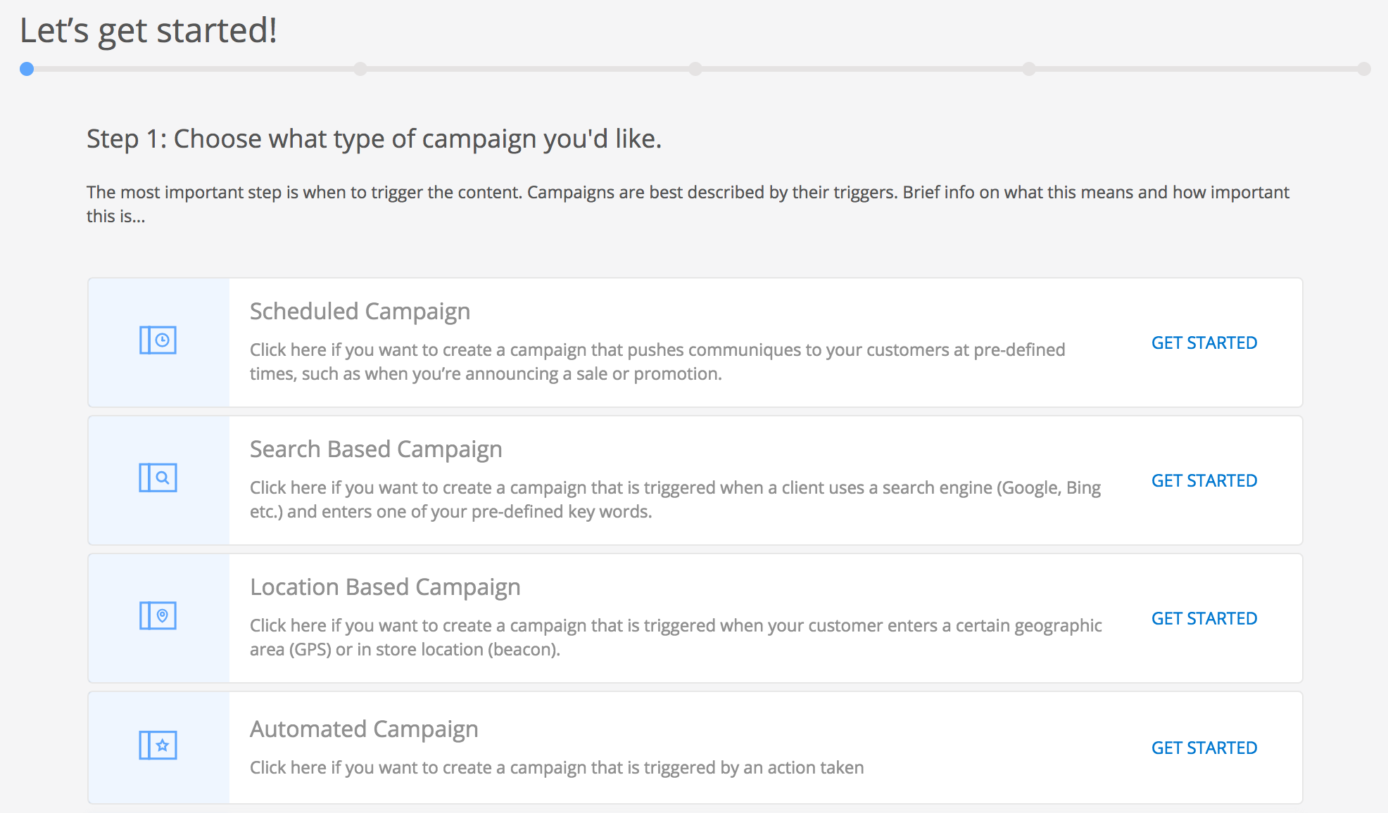 Scheduled campaigns type